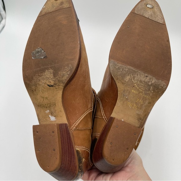 Circle S “Triger” Leather Boots Women’s Sz 7 Vintage Brown Slouchy Western - Picture 10 of 16